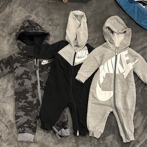 Nike Kids One Piece Footies - Camouflage, Black, and Gray